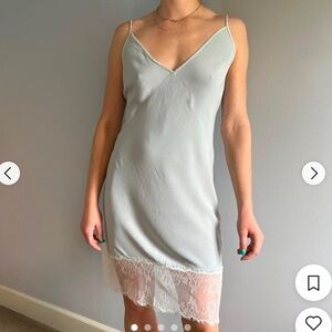 WILFRED ARITZIA Seafoam Green Slip Lace Breathable Strapless Dress Size Small